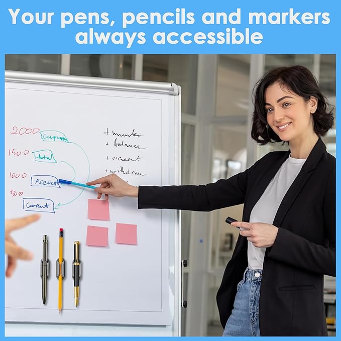 VZZNN 20 PCS Adhesive Pencil Holders for Desk, Silicone Pencil Holder for Notebook, Marker Holder for Clipboard and Wall, Classroom School Office Desk Accessories, Teacher Supplies