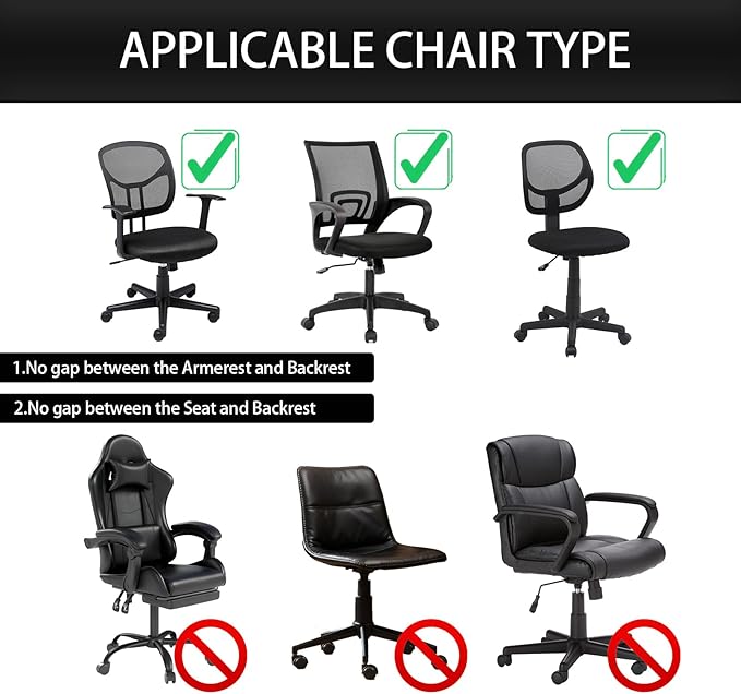 Stretch Jacquard Office Chair Cover, Removable Washable Desk Chair Cover, Anti-dust Seat Cushion Protectors - Black Diamond