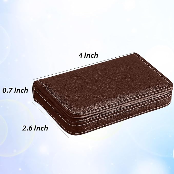 Outus 2 Pcs Business Card Holder, PU Leather Business Card Case Pocket Wallet with Magnetic Shut for Valentines Gift Adult(Coffee, Blue)