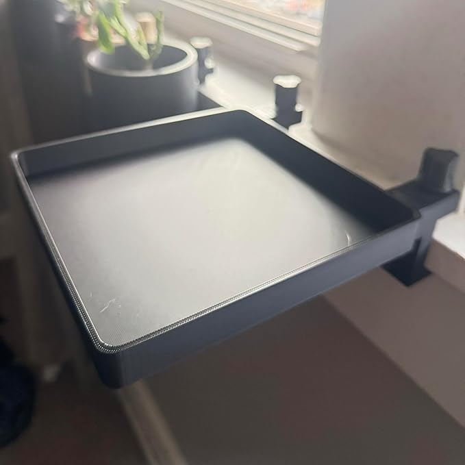 Windowsill Extension Shelf with Clamp, 6x6 Inch Tray (Large Clamp: Fits 2.0 to 3.0 Inch Thick Windowsill)