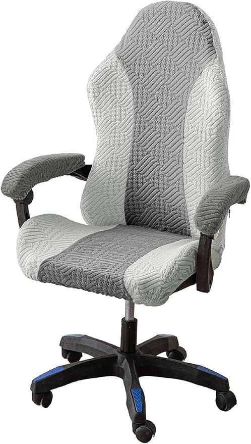 Gaming Chair Cover Cat Scratch Proof Jacquard, Soft Spandex Gaming Chair Slipcovers Arms Attached Washable for Office Chair (1,one Size)