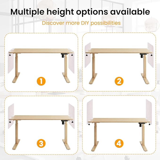 Desk Divider, Clamp On Felt Desk Privacy Panels, Acoustic Sound Absorbing Desk Partition for Office Desk, Reduce Distractions, Oatmeal, 2 Pack, 24 x 24 in