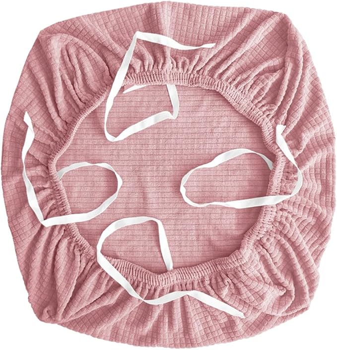 Sunnyway Stretchable Office Chair Seat Cover, Elastic Chair Slipcover with Tie Straps, Dining Chair Slipcover Machine Washable, Fits Seat Size 17.7"-21.7" (Pink)