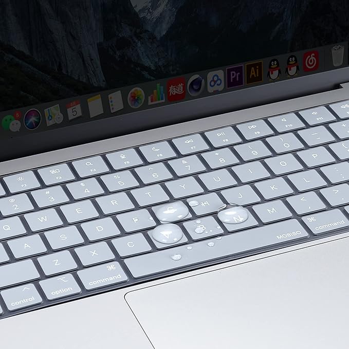 MOSISO Keyboard Cover Skin Compatible with MacBook Air 15 inch M3 A3114 M2 A2941/Air 13.6 A3113 A2681/Pro 14/16 M4 M3 M2 M1, Baby Blue