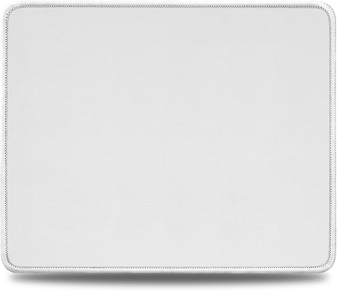 JIKIOU Mouse Pad with Non-Slip Rubber Base, Premium-Textured & Washable Computer Mousepad with Stitched Edges, Mouse Pads for Computers, Laptop, Gaming, Office & Home, 10.2 x 8.3 in Grey with White