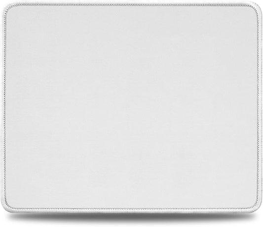 JIKIOU Mouse Pad with Non-Slip Rubber Base, Premium-Textured & Washable Computer Mousepad with Stitched Edges, Mouse Pads for Computers, Laptop, Gaming, Office & Home, 10.2 x 8.3 in Grey with White