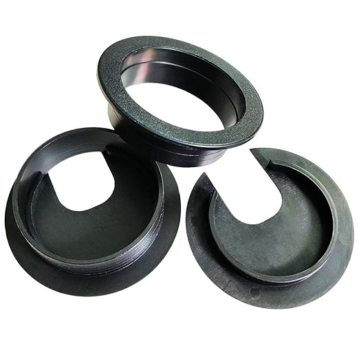 TTSAM Desk Grommet Desk Hole Covers 2 Inch Black Plastic Grommets Table Grommet Cap，Used for Wire and Cable Finishing on Office Computer Desk (Pack of 10)