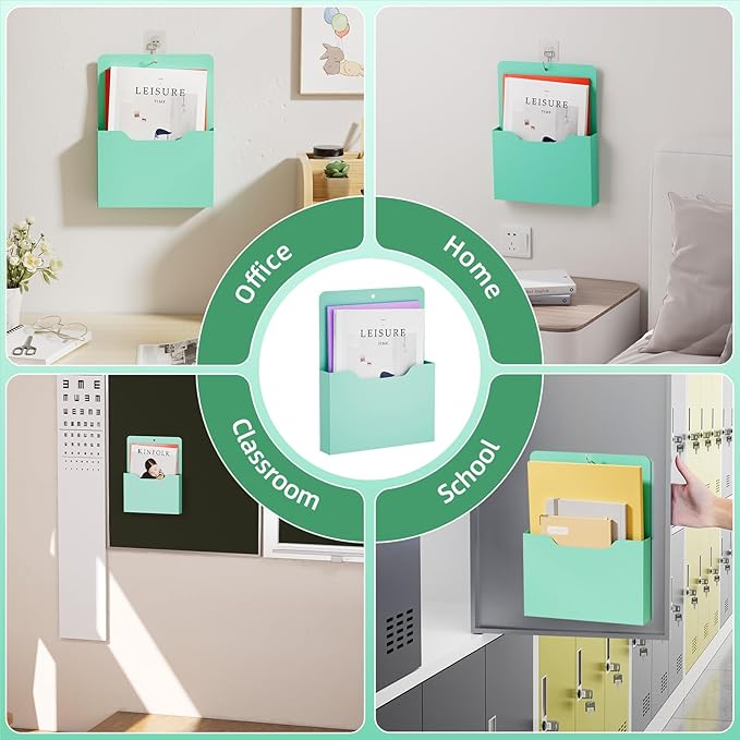 Marbrasse Magnetic File Holder - Magnetic Paper Holder, Pocket Organizer Office Supplies Storage Mail Organizer for Notebooks,Planners,Letter (1 Pack)