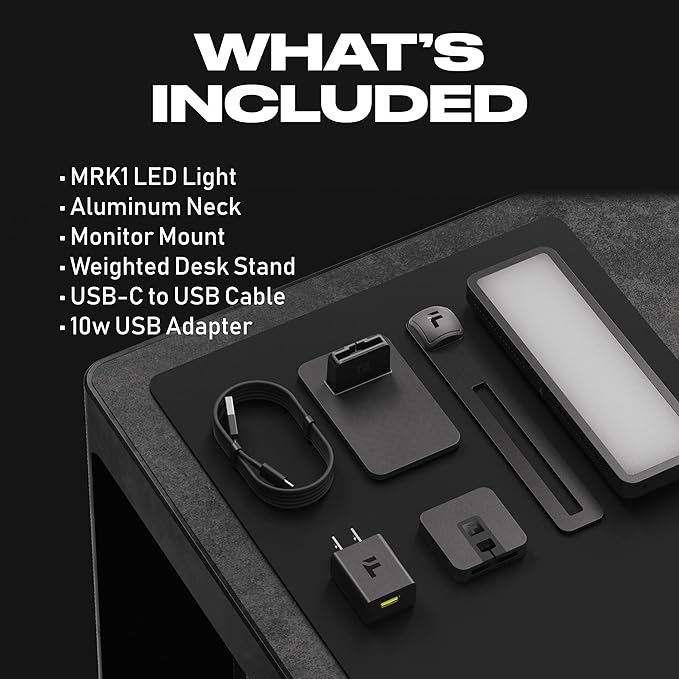 FUSE MRK1 Portable Webcam Light Kit | Magnetic Edge-Lit Adjustable Color for Video Conferencing, Streaming and Videography | USB-C Built-in Battery, Monitor Mount, Desk Stand for Zoom on Mac and PC