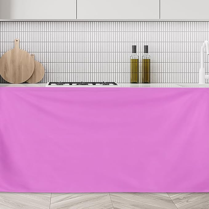 uxcell Cabinet Curtains, Dust Proof Privacy Drape Short Curtain, Hook & Loop Under The Desk Skirt for Kitchen Bathroom Closet Storage Room (35.4" W x 27.6" H, Purple)