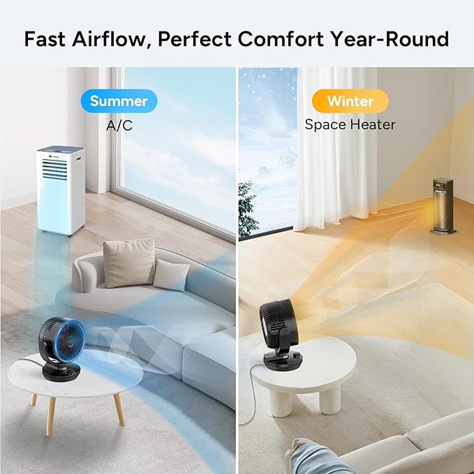 DR.PREPARE Oscillating Air Circulator Fan for Bedroom, 11.3” Height Powerful Table Fan, 70° Auto-Oscillating, 100° Adjustable Tilt, 3 Speeds, Efficient Cooling & Circulation for Home, Kitchen, Office