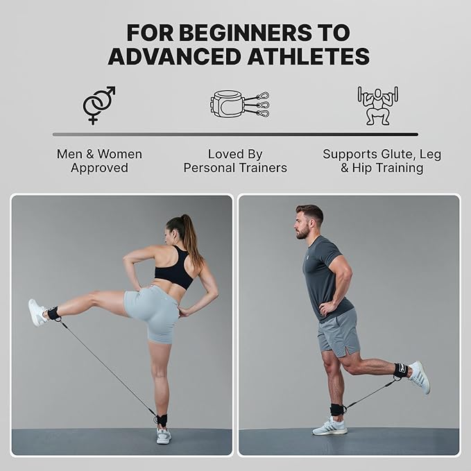 DMoose Fitness Ankle Strap for Cable Machine - One Size Fit with Premium Padding Cuffs, Ankle Bands for Working Out, Booty Workouts, Leg Extension, Hip Abductors, Kickbacks & Lower Body Exercises