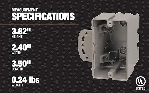 Southwire MSBMMT1G 1 Gang Multi Mount Device Box with Depth Adjustable; Heavy Duty 42lb