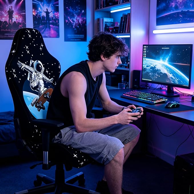 Gaming Chair Covers Slipcovers, 3D Printing Stretchable Elastic Computer Reclining Gaming Chair Seat Cover with Armrest Cover (No Chairs)(G)