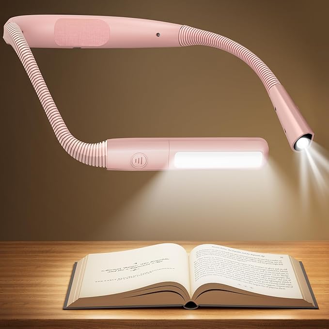 Glocusent Neck Light, 100Hrs Long Lasting Rechargeable Book Light, 5 Colors & Stepless Dimming Reading Light - Perfect Book Lights for Reading at Night, Knitting, Book Lovers Gifts