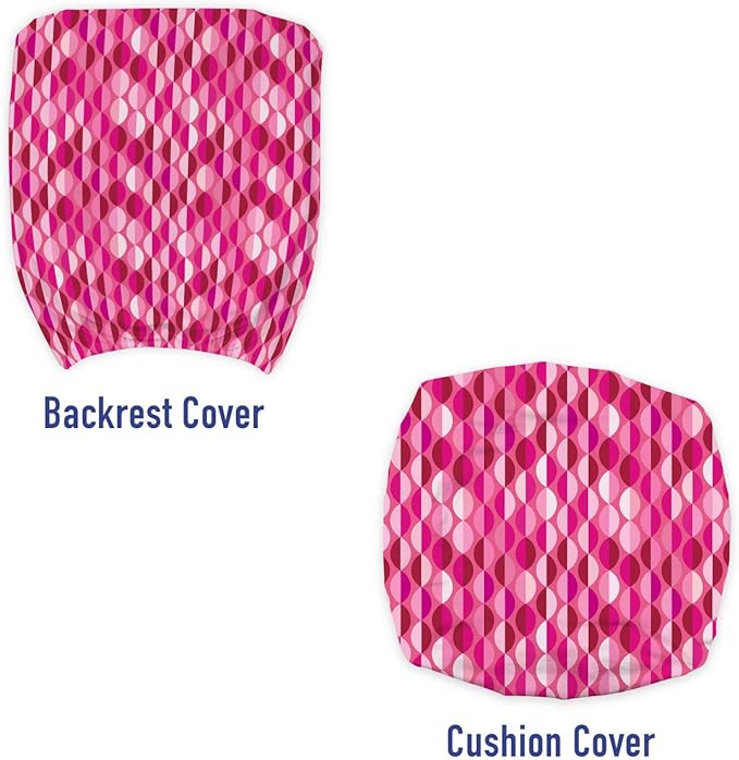 Ambesonne Fuchsia Office Chair Slipcover, Vertical Oval Circles Vintage Abstract Round Leaf Image, Protective Stretch Decorative Fabric Cover, Standard Size, Fuchsia Pink
