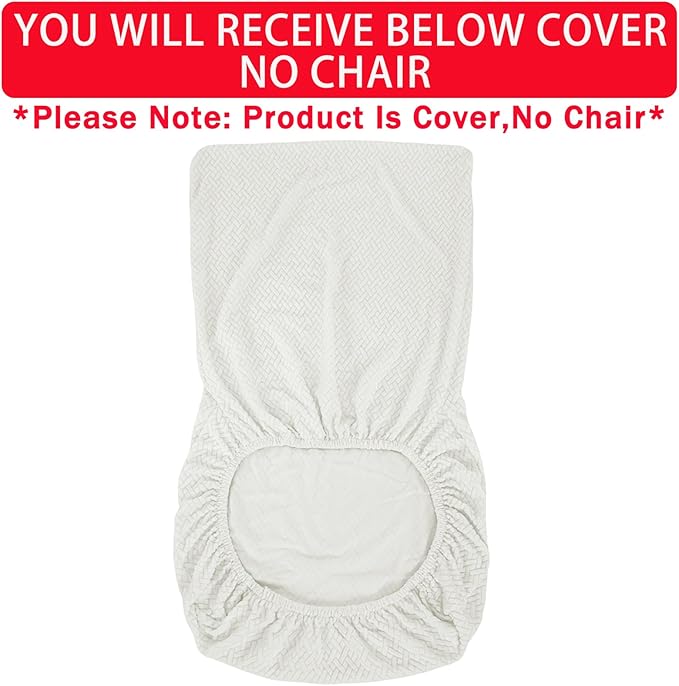 Vanity Chair Cover Criss Cross Chair Cover Waterproof and Elastic Armless Chair Slipcover Armless Chair Covers Office Chair Covers (White,Just The Cover,No Chair)
