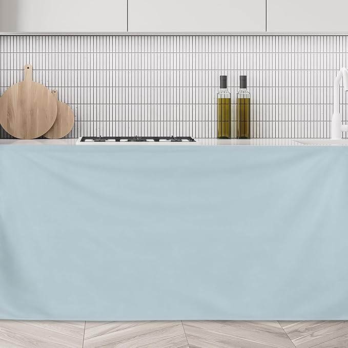 uxcell Cabinet Curtains, Dust Proof Privacy Drape Short Curtain, Hook & Loop Under The Desk Skirt for Kitchen Bathroom Closet Storage Room (51.1" W x 27.6" H, Gray)