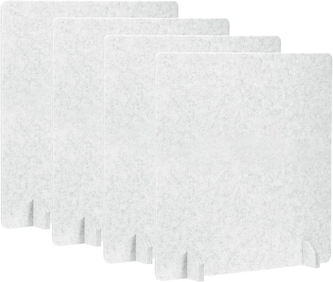 PATIKIL Desk Dividers 24" x 24", 4 Pack Desk Privacy Panel Freestanding Noise Reducing Partition Acoustic Panel with 4Pcs Support Feet for Testing Office Home Library, Light Gray Style C