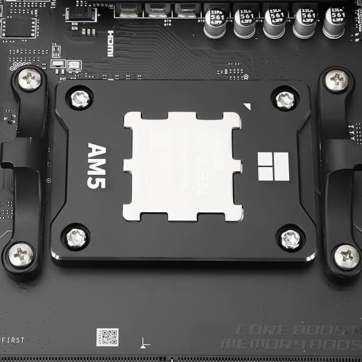 Thermalright ASF-BLACK AM5 CPU Secure Frame,CPU Anti-Bend Fixing Frame, CPU Correction Retainer, AM5 Aluminum Alloy Fixing Bracket, CPU Optical Fit Adhesive Adhesive Mounter, CPU Cooler Standard,Black