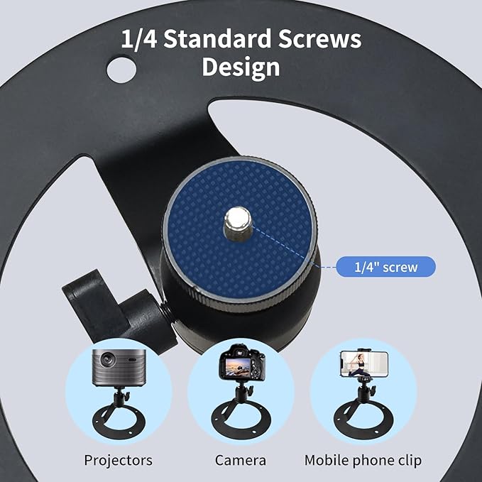 Projector Stand Table Tripod: Ballhead Angle 360 Degree Adjustable with 1/4" Screw for Most Projectors Webcams