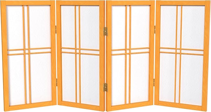 2 ft. Short Desktop Double Cross Shoji Screen - Honey - 4 Panels