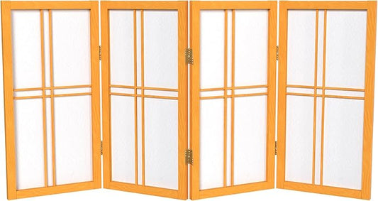 2 ft. Short Desktop Double Cross Shoji Screen - Honey - 4 Panels