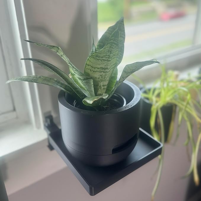 Windowsill Extension Shelf with Clamp, 6x6 Inch Tray (Large Clamp: Fits 2.0 to 3.0 Inch Thick Windowsill)