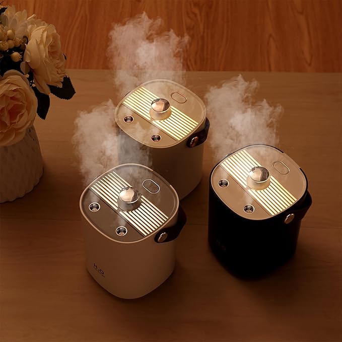 Humidifiers for bedroom,1.2L Portable Cool Mist Humidifiers Auto Shut-Off USB Desk Humidifier,with Warm Night Light and Dual Nozzle Design for Bedroom Travel Office（Blue）