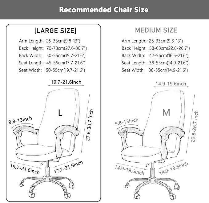Melaluxe Office Chair Cover with Armrest Covers， Universal Stretch Desk Chair Cover, Computer Chair Slipcovers (Size: L) - Navy