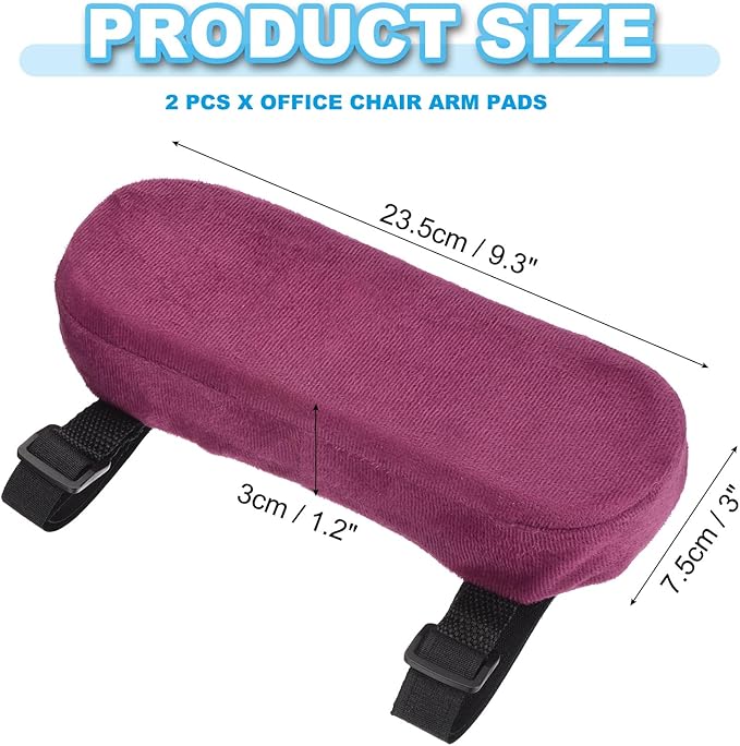 PATIKIL Office Chair Arm Pads, 2 pcs Office Chair Arm Cover Soft Office Chair Armrest Pads Memory Foam Cotton Removable Washable for Desk Computer Gaming, Purple