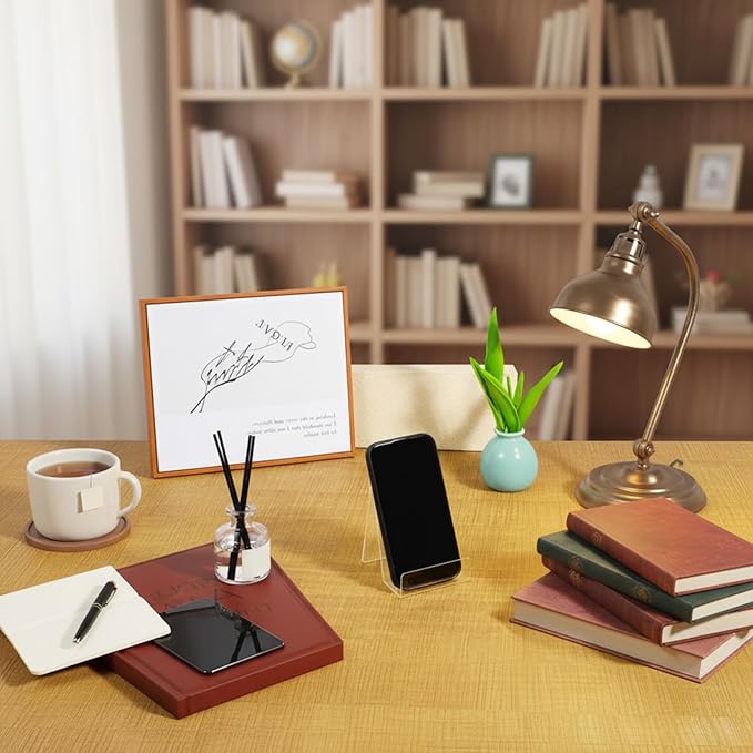 20 Pack Acrylic Book Stand 3x4 Inch Clear Easel Stand for Displays, Book Display Holder, Display Stands for Album, CD, Magazine, Postcard, Picture, Plate, Artworks, Phone, Tablet