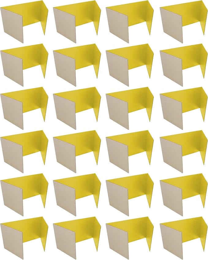 Flipside Products 12”x 48” Yellow Study Carrel, Privacy Boards, Student Privacy and Focus Booth for The Classroom, Desk Divider Cubby for Tests, Made in USA - 24 Pack