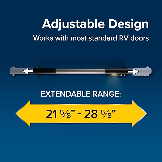 Camco Motion-Activated LED RV Screen Door Crossbar Handle - Features Motion Activated LED Lighting & Robust Aluminum Design - Adjustable Fit Compatible w/Most RVs- (2) AAA Battery (not incl.) (42330)