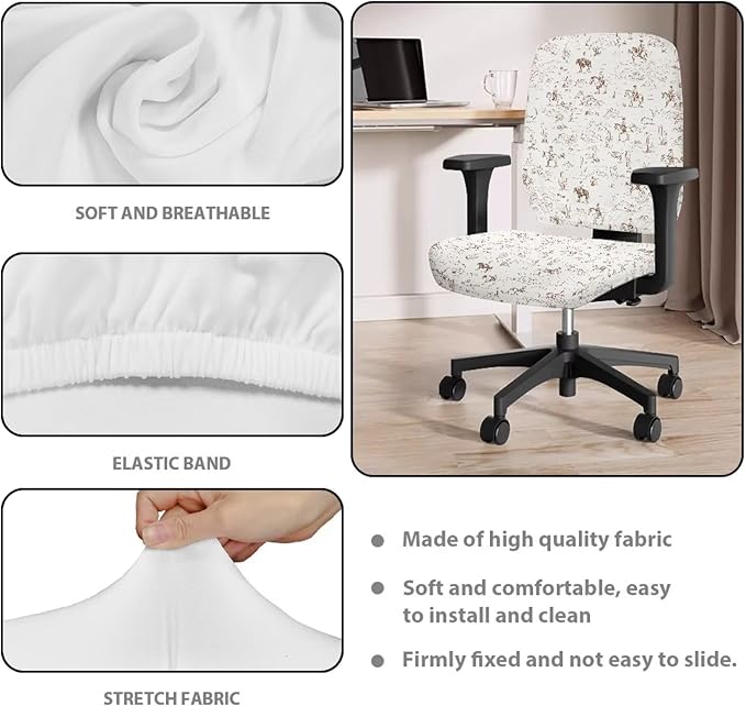 Western Cowboy Office Chair Covers 2 Piece Stretchable Office Chair Seat Cover Horse Chair Cover Decorative for Women Universal Desk Rotating Chair,Computer Chair Slipcover