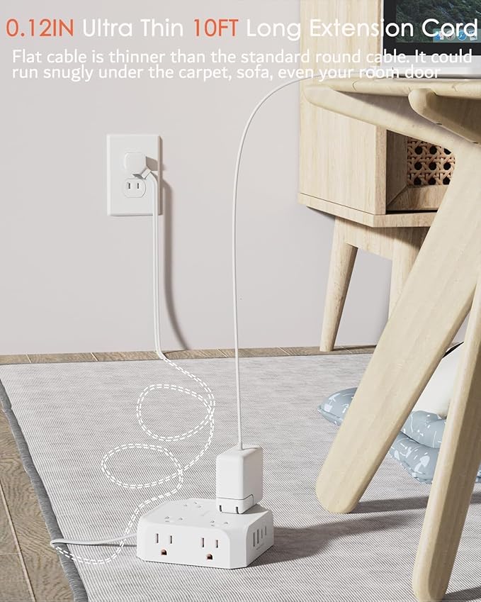2 Prong Power Strip, WRXDMC 2 Prong to 3 Prong Outlet Adapter, 1400J Two Prong Surge Protector, 15ft Long Extension Cord, 8 AC Outlets with 2 USB C and 2 USB A Port, Wall Mountable,Ideal for Old House