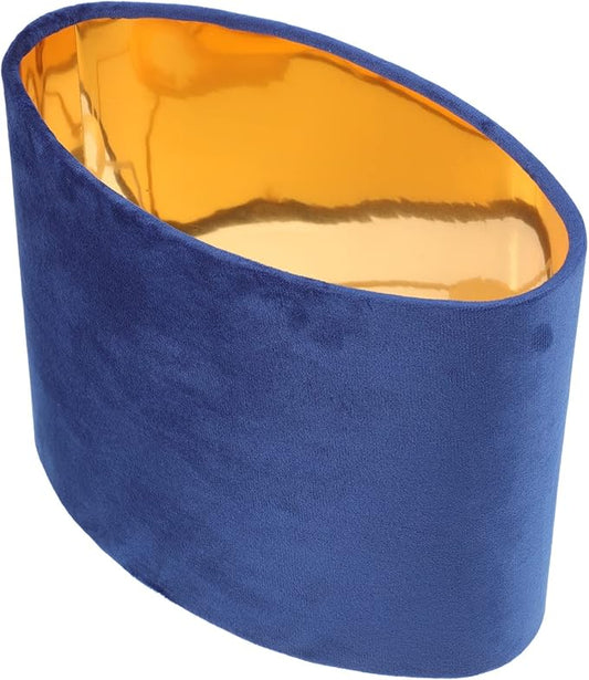 KALLORY Oval Lampshade 9X7X5 Inch Velvet Fabric with Gold Interior Clip-on Lamp Cover for Table Floor Wall Lamps Multipurpose Light Shade