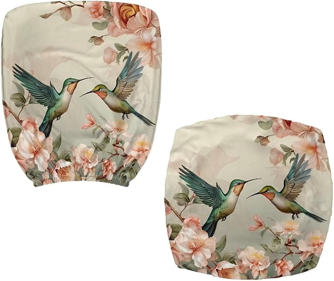 Hummingbird Flower Office Chair Covers Stretchable Computer Office Chair Seat Cover Removable Desk Accessories Floral Print Chair Slipcover Protector Universal Rotating Desk Chair Covers