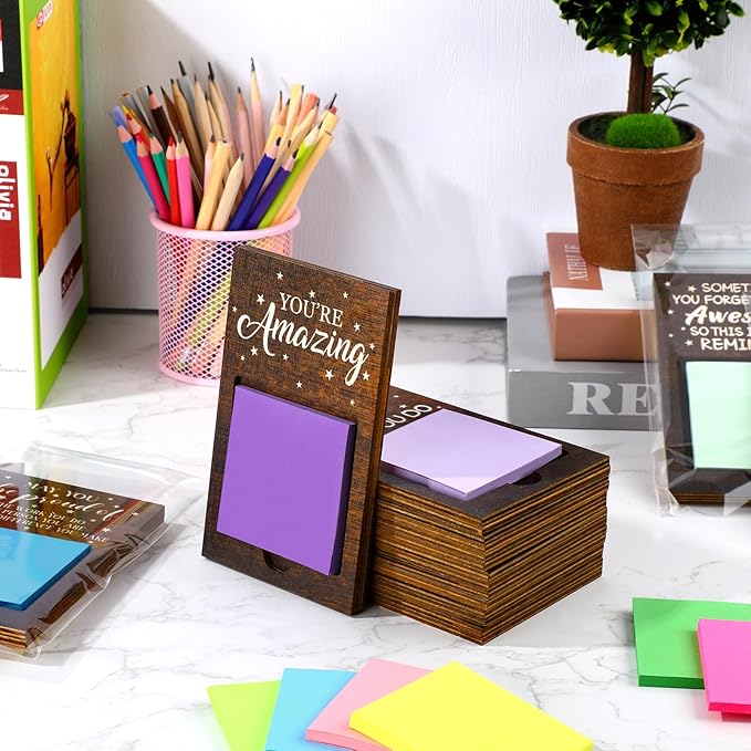 Motipuns 72 Pcs Employee Appreciation Gift Bulk Inspirational Sticky Note Pad Holder Office Teachers' Day Thank You Gift Nurse Week Work Sticky Note Opp Bag for Volunteer Coworker Staff Team Volunteer