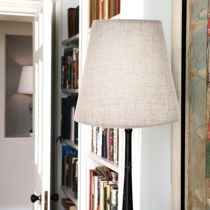 Kichvoe Beige Cloth Lamp Shades for Chandelier, Nightlight Bulbs Drum Chandelier Table Lamp Wall Floor- Easy Install, Durable Fabric, 5.51 X 5.51 X 5.11 Inch