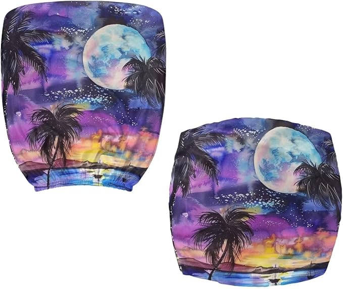 Tropical Palm Tree Computer Chair Cover Stretchable Office Chair Covers 2 Piece Universal Fit Most Wheelchairs,Computer Chairs,Gaming Chairs Washable Office Chair Slipcovers Protector Moon