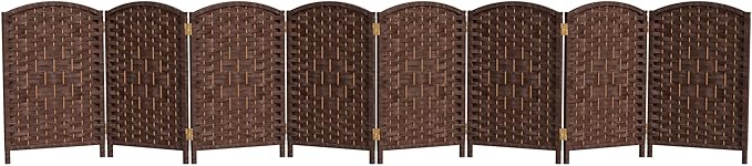 Red Lantern 2 ft. Short Diamond Weave Fiber Folding Screen - Dark Mocha - 8 Panel