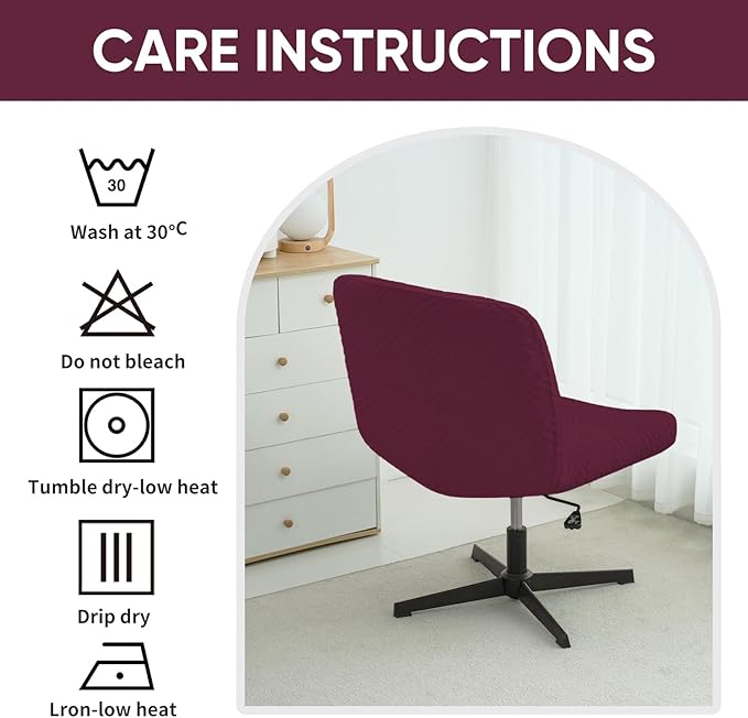 Lavish Cover Waterproof Criss Cross Chair Cover, Jacquard Fabric Elastic Office Chair Cover, Wide Comfy Desk Chair Cover, Armless Chair Cover Protects Chair Stains and Wear(Jacquard:Wine-Red,No Chair)