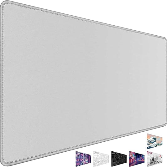 Large Mouse Pad, Desk Mat Large Office Desk Pad Gaming Mouse Pad with Stitched Edges, 35.4" x 15.7" Mousepad with Non-Slip Waterproof Rubber Base for PC Laptop Home Office Accessories, Gray
