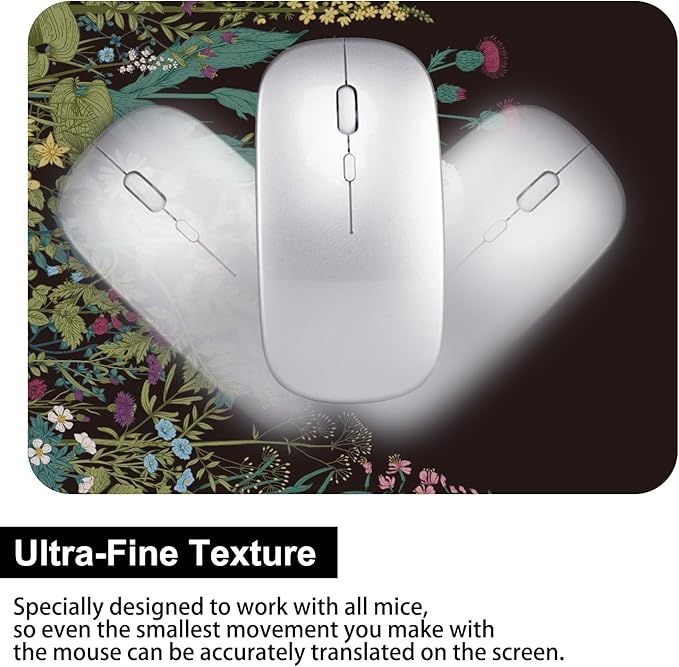 Audimi Small Mouse Pad 6 x 8 Inch, Mini Mouse Pad Thick for Laptop Wireless Mouse Home Office Travel, Portable, Washable (Weeds)
