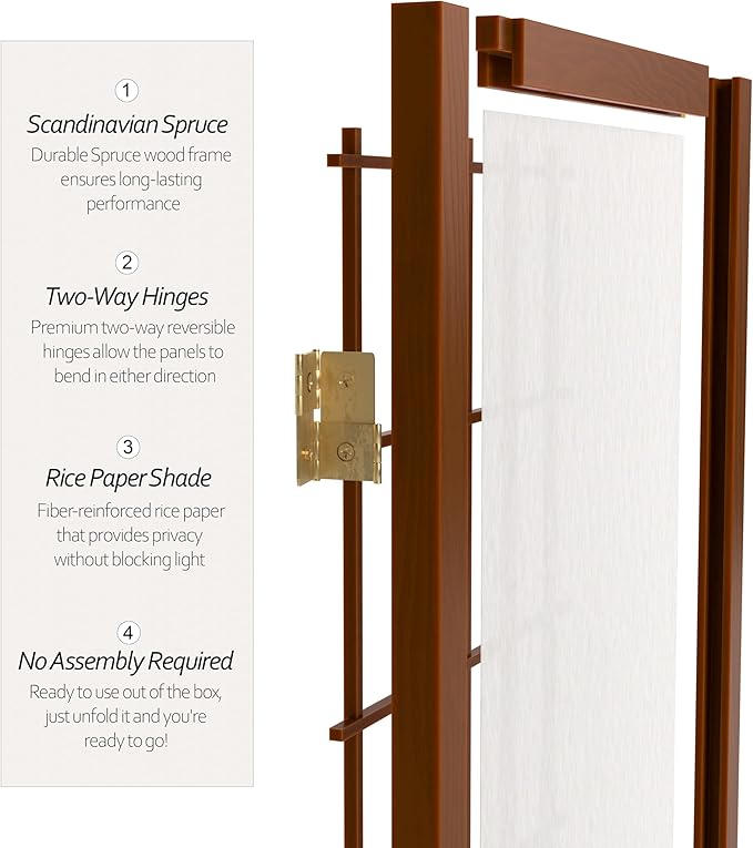 2 ft. Short Desktop Window Pane Shoji Screen - Walnut - 8 Panels