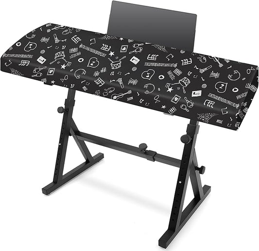 88Keys Piano Keyboard Dust Cover - Dirt Proof Stretchy Digital Piano Cover with Music Stand Opening(Music Symbols)