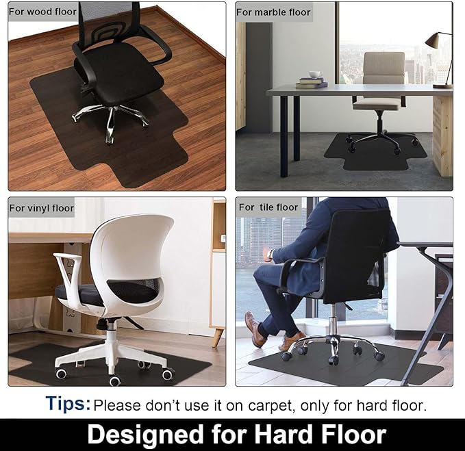 AiBOB Office Chair Mat for Hardwood Floor, 45 X 53 inches, Hard Floor Chair Mats Under Computer Desk, Easy Glide for Rolling Chairs, No Curling