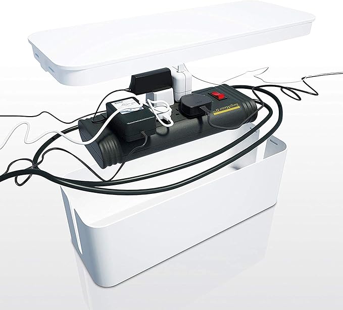 Bluelounge CableBox Cable and Cord Management System - Set of 1 Large and 1 Mini Box - Black