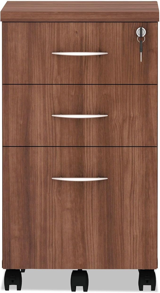 Alera Alera Valencia Series Mobile Pedestal File, Left/Right, 3-Drawer: Box/Box/File, Legal/Letter, Walnut, 15.88 X 20.5 X 28.38